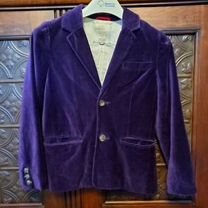 Mini Boden Willy Wonka Purple Velvet Blazer size 9-10